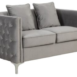 Bayberry - Velvet Loveseat With 2 Pillows - Gray