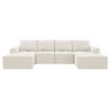 Modular U Shaped Sectional With Ottomans, Luxury Cloud Floor Couch With Deep Seat Fully Compressed Upholstered Sofa - Beige - Image 2