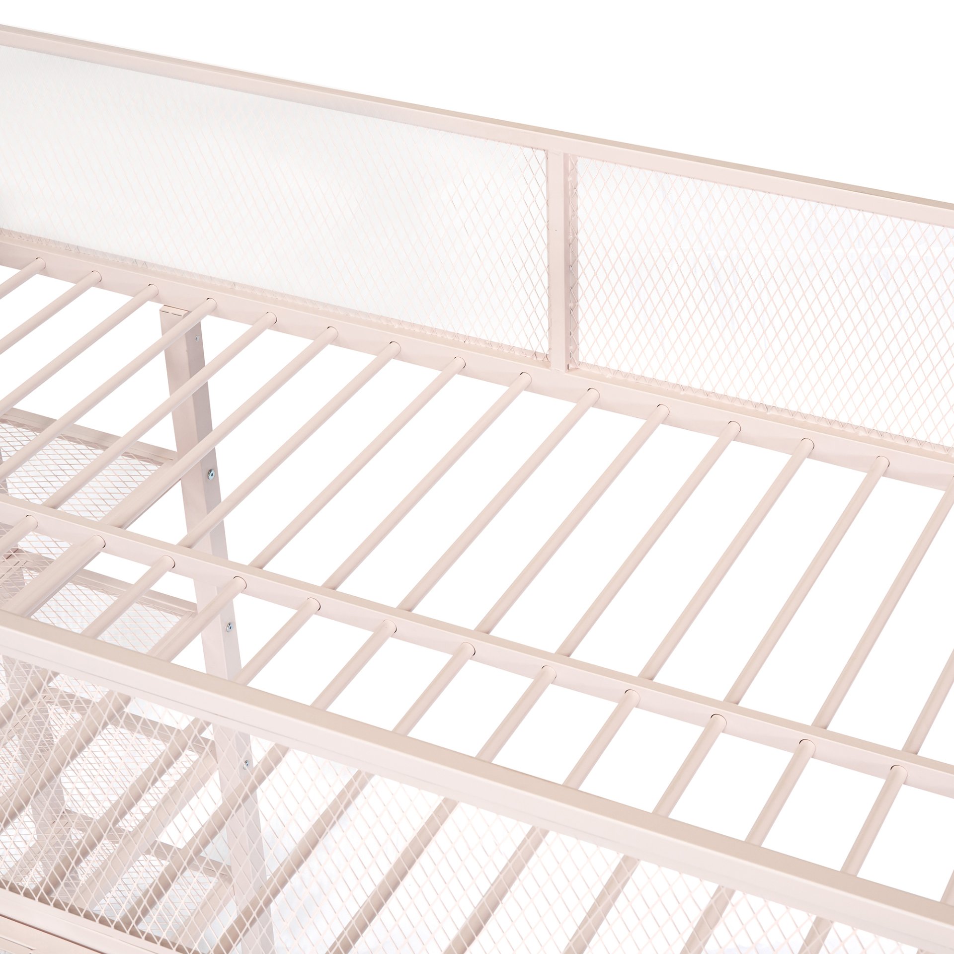 Twin Size Loft Bed With 4 Tier Shelves And Storage - Pink - Image 11