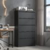 Modern 5 Drawer Steel Lateral File Cabinet With Lock For Legal / Letter / A4 / F4 Files - Gunmetal Black - Image 2
