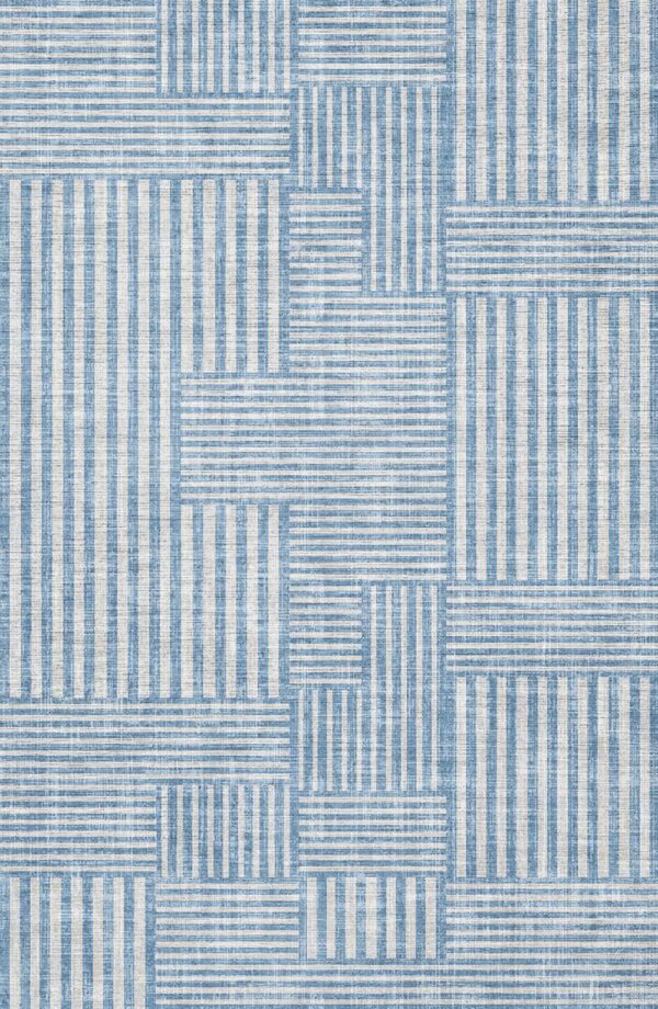 Macau - Non - Slip Accent Rug - Light Blue / Silver