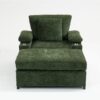 Modern Oversized Chair With Ottoman, Chenille Fabric Sofa Bed, Accent Chair Comfy Sofa With Cupholders And USB Charging Ports Chair For Living Room, Bedroom, Apartment - Green - Image 9