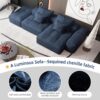 Modern Oversized Modular Sectional Sofa With Ottoman, Seat, Chaise Lounge And Armrest, Sparkling Chenille Fabric Soft Cushion Sofa With 4 Pillows, 4 Pieces Diy Combination Tufted Sofa, No Assembly Required - Blue - Image 17