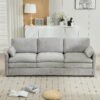 Cozy Upholstered 3 Seater Sofa Oversized Comfy Cloud Sofa Double Cushion 3 Seater Sofa Plush Cushion Sofa Couch For Living Room - Light Gray - Image 9