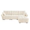 Elegant 3 Seater Sofa Set With Ottoman And Pillows, High Resilience Cushions - White - Image 17