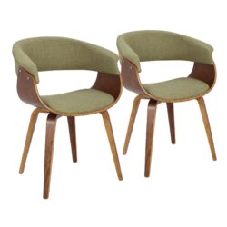 Vintage Mod - Mid-Century Modern Dining / Chair (Set of 2) - Walnut / Green