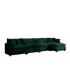 Modern Upholstered 4 Seater Corduroy Sofa With Footstool With Arm And Throw Pillows - Green - Image 14