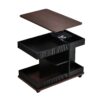 Adjustable End Table With Wheels, Modern Multifunctional Sofa Side Table With Lift Top, 360°Rotating Top And Storage Space For Living Room, Small Space - Black / Brown - Image 19