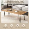 Modern Coffee Table Tea Table, Cocktail Table With With Chevron Pattern & Metal Hairpin Legs For Living Room - Natural - Image 3