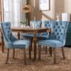 Nikki - Modern, High-End Tufted Solid Wood Contemporary Velvet Upholstered Dining Chair With Wood Legs Nailhead Trim (Set of 2) - Light Blue - Image 17