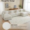 Modern Sofa Modular Sofa Couch Upholstered Corduroy L - Shape Sectional Sofa & Side Storage Pockets For Living Room - Beige - Image 7