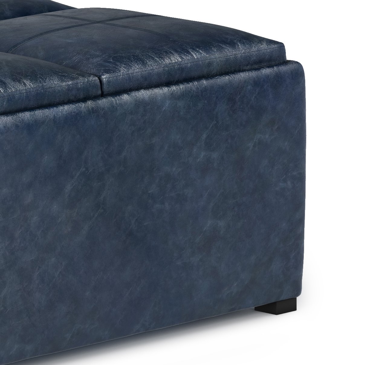 Avalon - Square Coffee Table Storage Ottoman - Denim Blue - Image 5