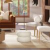 Nest - Low Round Upholstered Ottoman - Almond White - Image 6