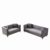 3 And 2 Seater Deep Seat Sofa With Button Nailhead, Square Arm Couches, Furniture For Living Room - Gray - Image 4