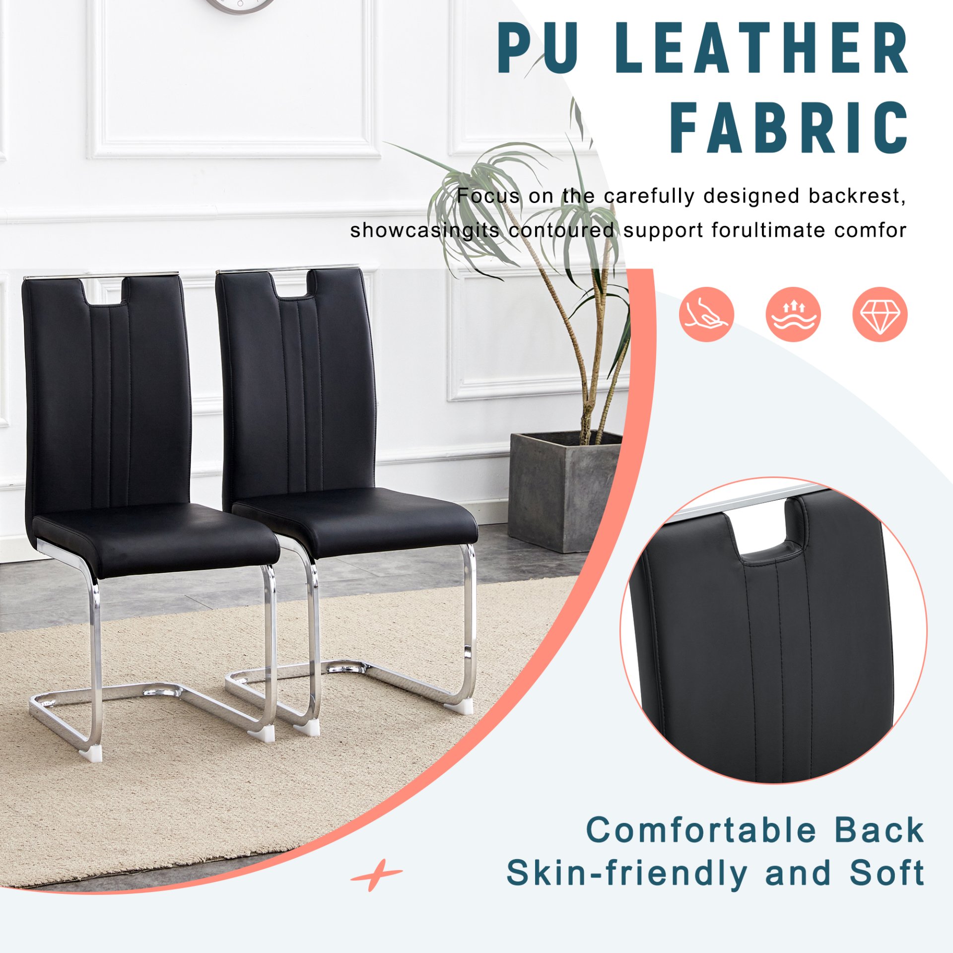 (Set of 4) Material Bow Shaped Chairs Perfectly Integrated Into Industrial And Modern Home Design - Black - Image 10