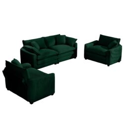 Warm And Cozy Home Theater Sofa Set With Soft Cushions 2 Seater And 2 Singles - Green