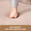 Double Seat Beige Sofa With Wood Grain Chenille Fabric And 3 Pillows - Apricot Cream - Image 6