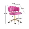 Velvet Home Office Desk Chair, Modern Cute Computer Chair, Wheels Swivel Height Adjustable Task Chair - Rose Red - Image 3