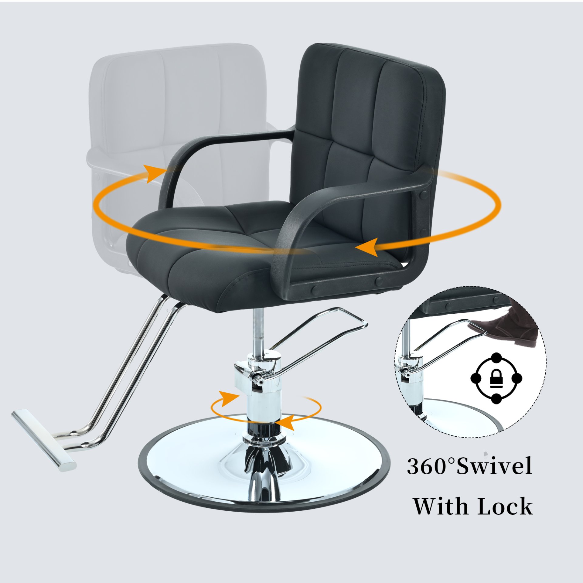 Barber Chair, Salon Chair For Hair Stylist, Stylist Chair With Heavy Duty Hydraulic Pump Adjustable Hydraulic Chair For Hair Stylist Women Man, Max Load Weight 330 Lbs - Black - Image 5