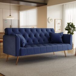 Convertible Double Folding Living Room Sofa Bed - Blue
