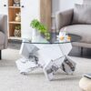 Modern Round Glass Coffee Table With Tempered Glass Countertop - White - Image 5