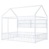 Full Size Bed House Frame With Fence And Shelves - White - Image 3