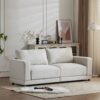Modern Square Arm Sofa With Soft Fabric Upholstery, Deep Cushions, Sturdy Wooden Legs - White - Image 5