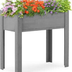 Raised Garden Bed With Legs, Elevated Planter Box For Outdoor Plants Flowers Fruits Vegetable Herb Growingg - Gray