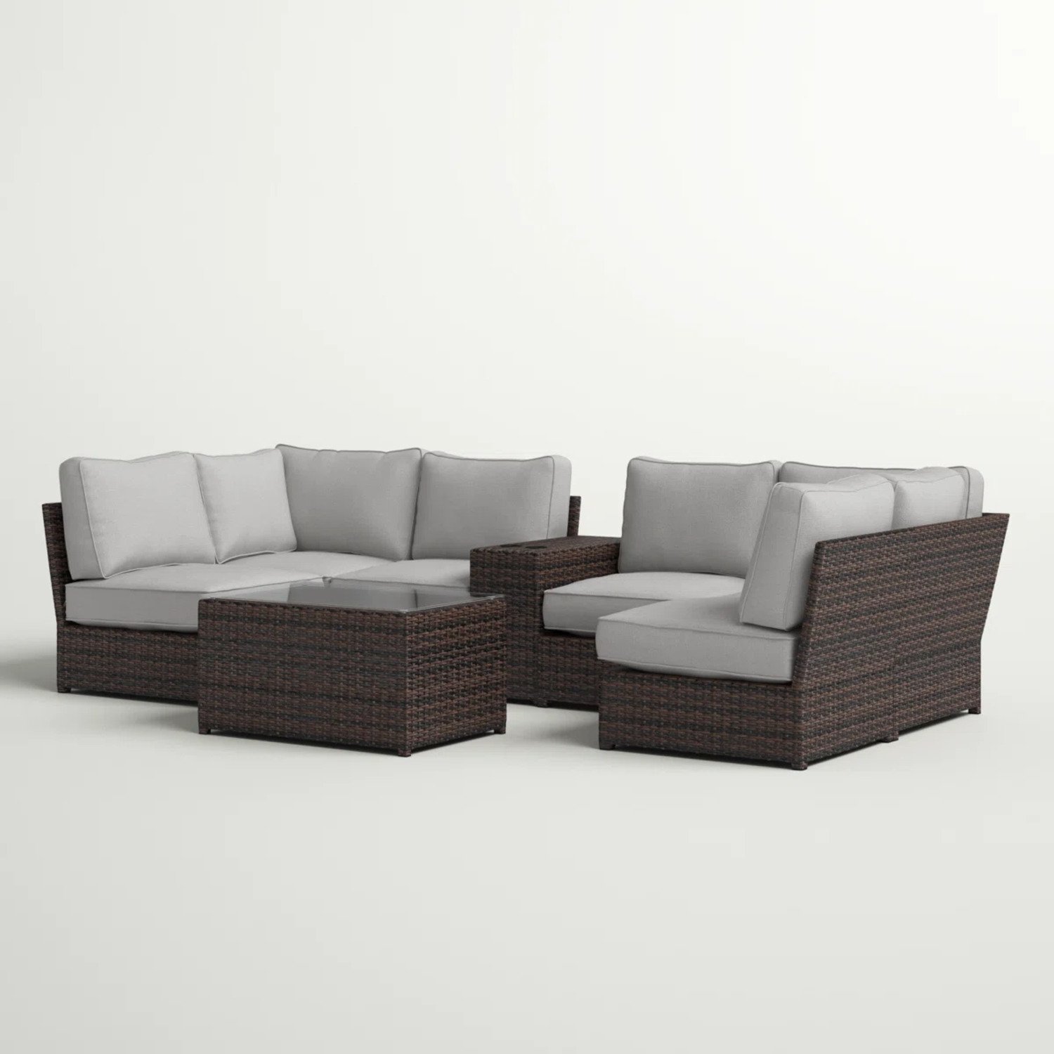 Outdoor 4 Person Seating Set With Cushions - Espresso - Image 5
