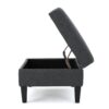Contemporary Storage Ottoman With Tufted Waffle Stitching - Dark Gray - Image 5