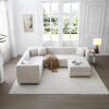 Contemporary Vertical Channel Tufted Velvet Sectional Sofa For Living Room Apartment With Ottoman And 4 Pillows - Beige - Image 2