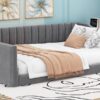 Full Long Size Upholstery Daybed And Side Storage Pocket - Gray - Image 14