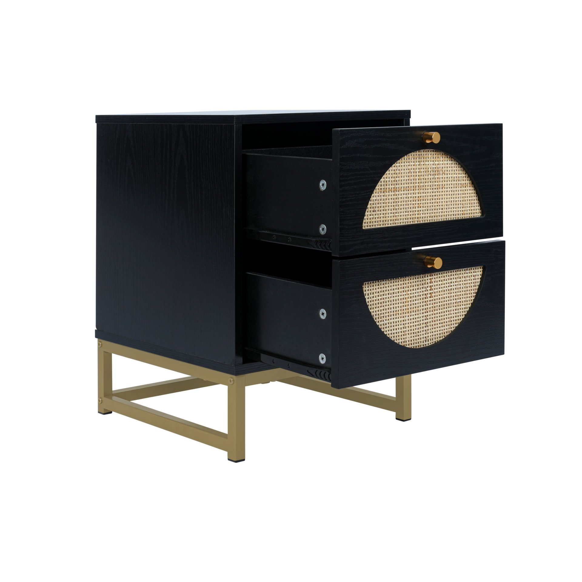 Allen - 2 Drawer Side Table, Display Rack For Bedroom And Living Room, Nightstand Side Table Bedroom Storage Drawer Bedside End Table - Black / Beige - Image 10