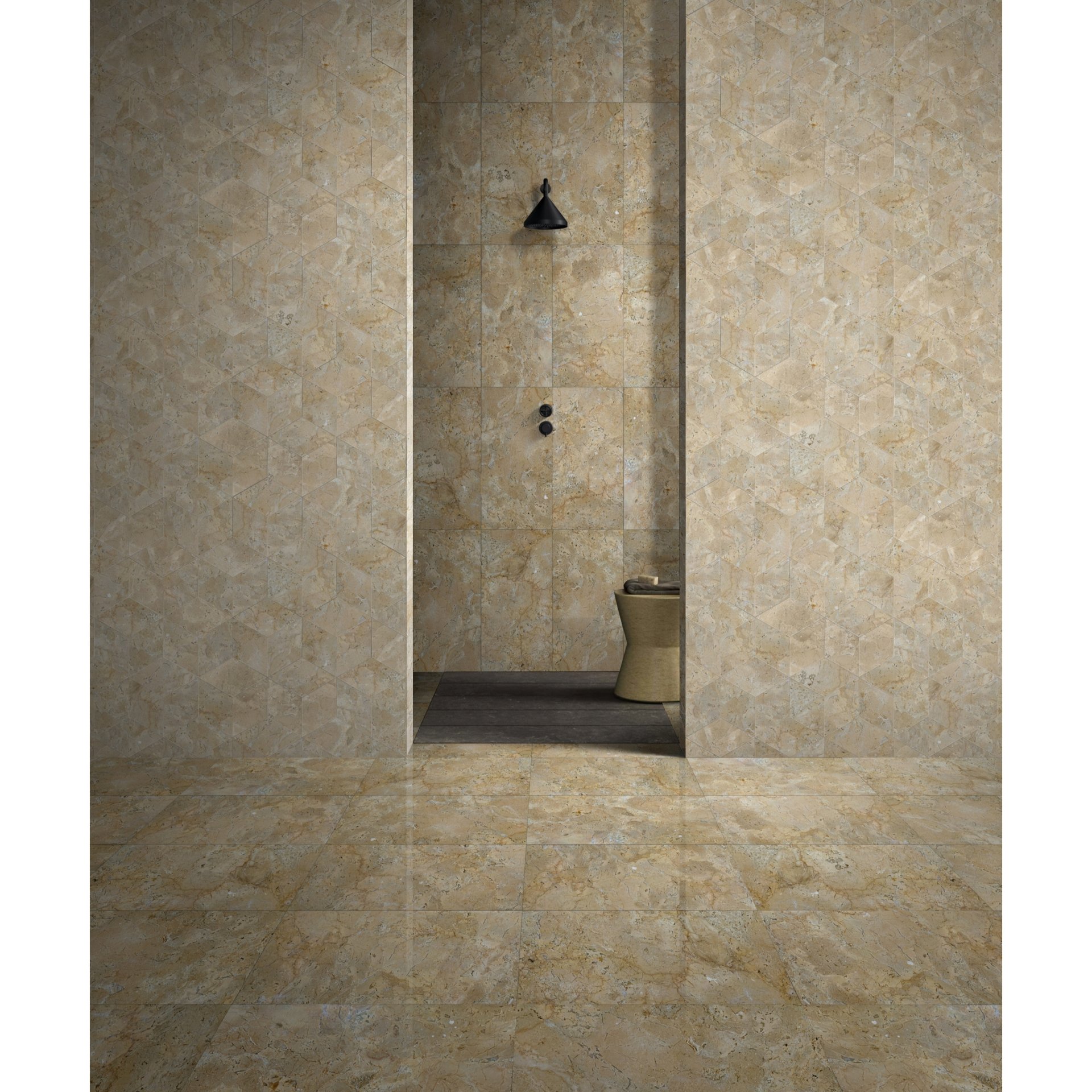 Hexagon Marble Tile For Floor And Wall Honed Stone 1 Box With (Set of 12) - Beige / Gold - Image 2
