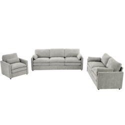 Cozy Upholstered Sofa Set Oversized Comfy Cloud Sofa Double Cushion Sofa Group Plush Cushion Sofa Couch For Living Room - Light Gray