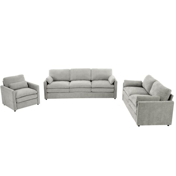 Cozy Upholstered Sofa Set Oversized Comfy Cloud Sofa Double Cushion Sofa Group Plush Cushion Sofa Couch For Living Room - Light Gray