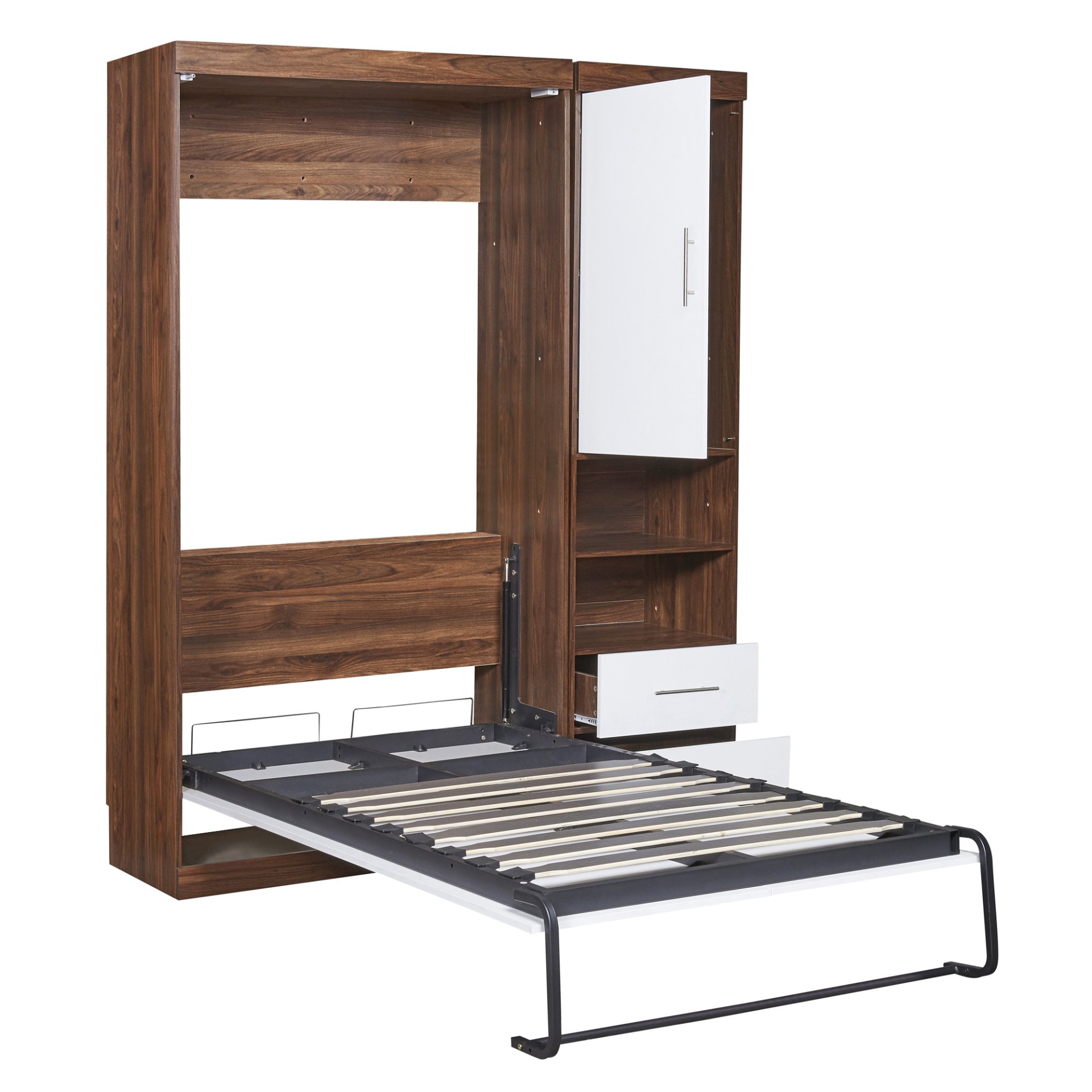 Twin Size Murphy Wall Bed With Cabinet - White - Image 9