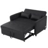 Convertible Sleeper Bed, Adjustable Oversized Armchair With 3 USB Ports For Small Space - Black - Image 20