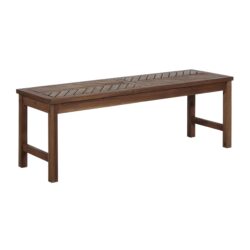 Modern Chevron Top Solid Wood Patio Bench - Brown