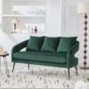 Open Back Loveseat Settee With 3 Pillows - Green - Image 2