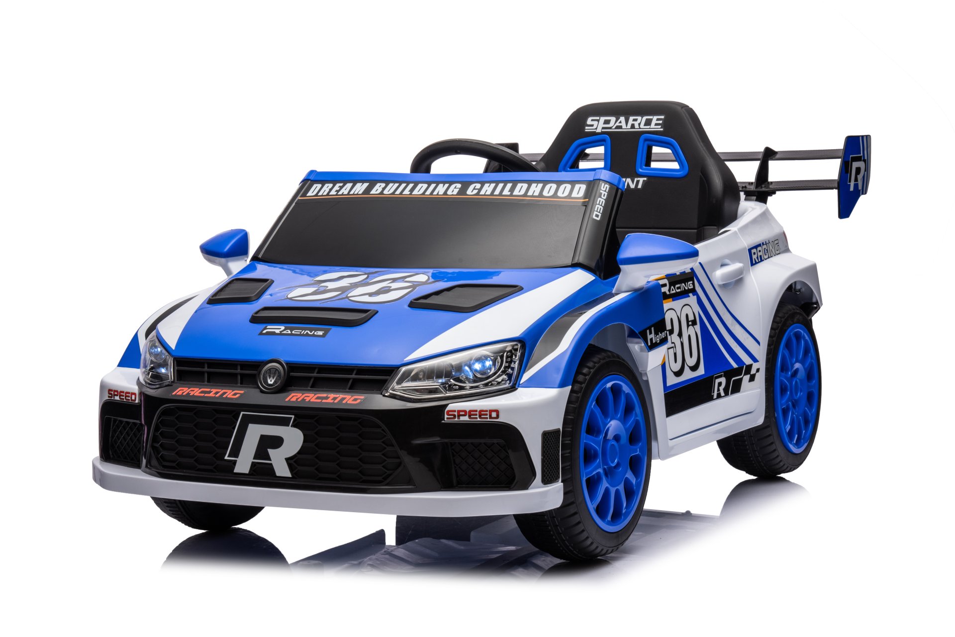 12V4A 20W*2 One Button Start, Forward And Backward, High And Low Speed, Music, Front Light, Power Display, Two Doors Can Open, 2.4G R / C, Seat Belt Four Wheel Absorber Kids Ride On Car - Blue - Image 8