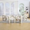 Contemporary Designed Velvet Fabric Upholstered Accent / Dining Chair Teddy Armchair (Set of 2) - Beige - Image 13
