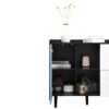 Modern Sideboard Buffet Cabinet With Red Doors And Unique Panel Styling - Black - Image 18