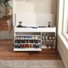 Modern Design Entryway Bench With Adjustable 3 Tier Flip-Up Drawers And Hidden Cabinet - White - Image 5