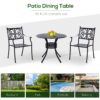 Outsunny - 33" Patio Dining Table Round Cast Aluminium Outdoor Bistro Table With Umbrella Hole - Black - Image 7