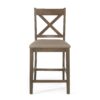 Farmhouse Style Upholstered Wood Counter Stools (Set of 2) With X Back Frame - Brown - Image 4