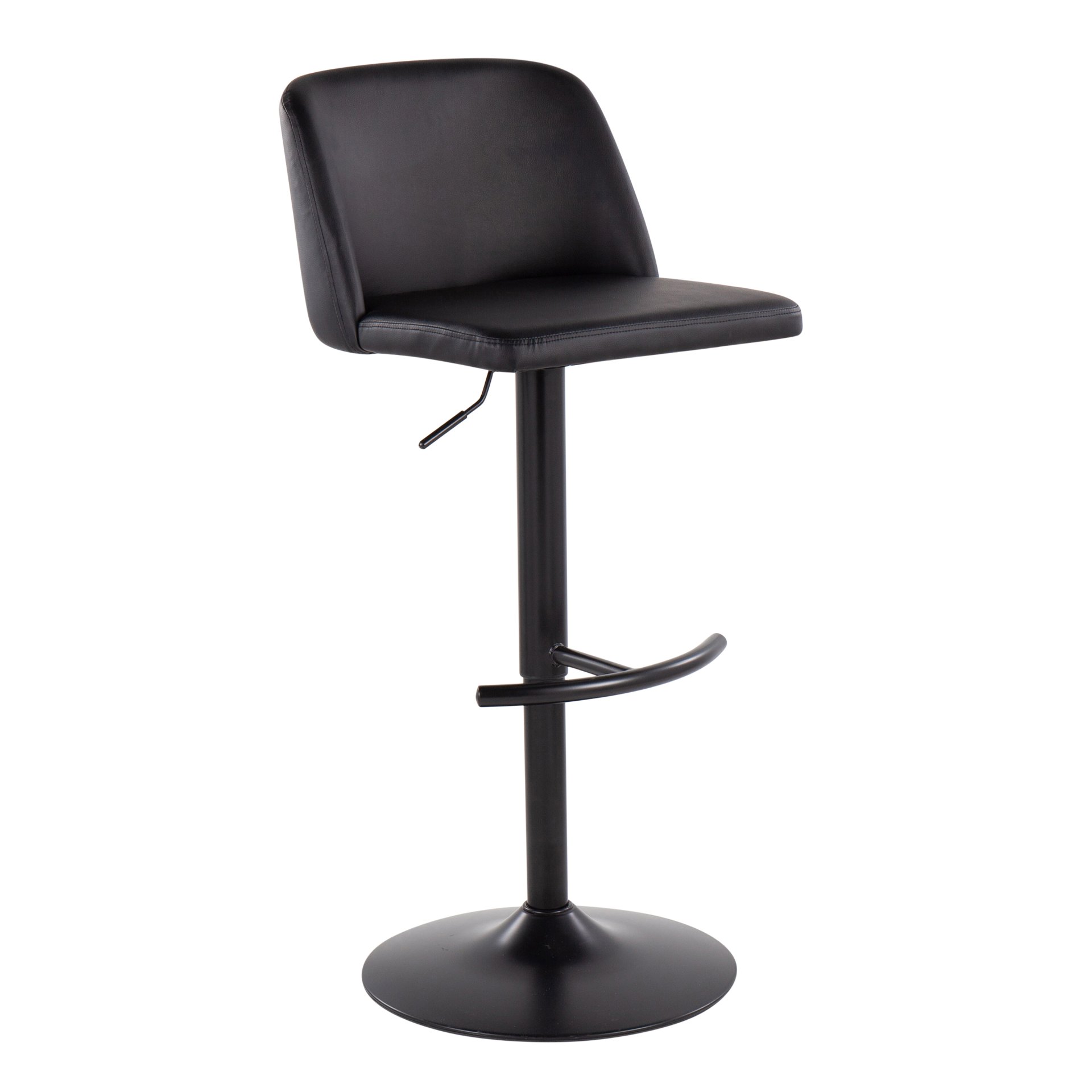 Toriano - Contemporary Adjustable Bar Stool With Rounded T Footrest (Set of 2) - Black - Image 2