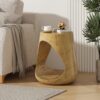 Mgo Hollow Side Table With Wood - Like Texture - Natural - Image 4