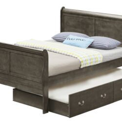 Full Elegant Trundle Bed With Timeless Charm - Gray