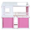 Full Size Bunk House Bed With Tent - Pink / White - Image 7